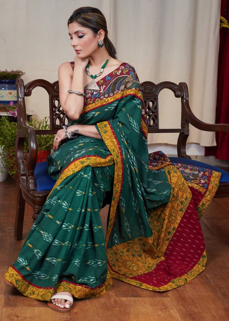 Women's Floral Printed Chiffon Saree with Matching Blouse